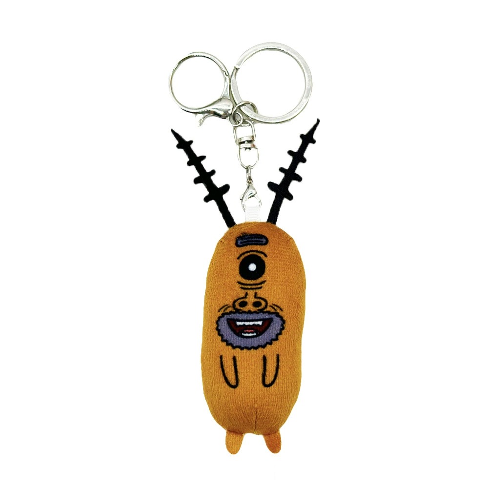 Quirky Cartoon Single-Eye Plush Keychain - Brown Character Keyring (11cm, 13g) 19