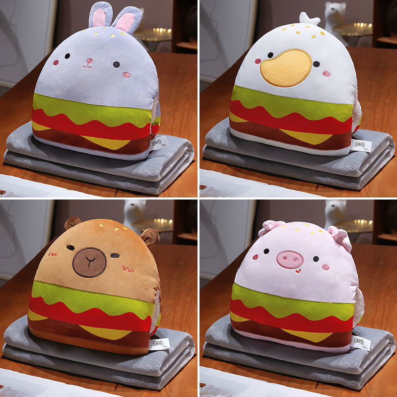 Hamburger Hand Warmer Plush Toy - Cute Stuffed Doll for Winter 17