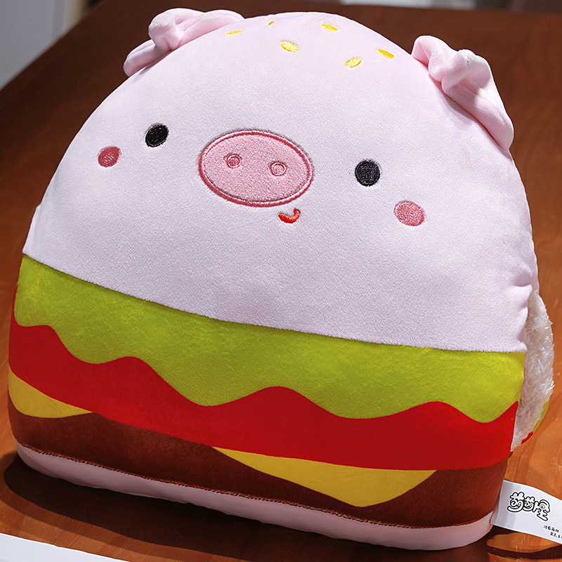 Hamburger Hand Warmer Plush Toy - Cute Stuffed Doll for Winter 12