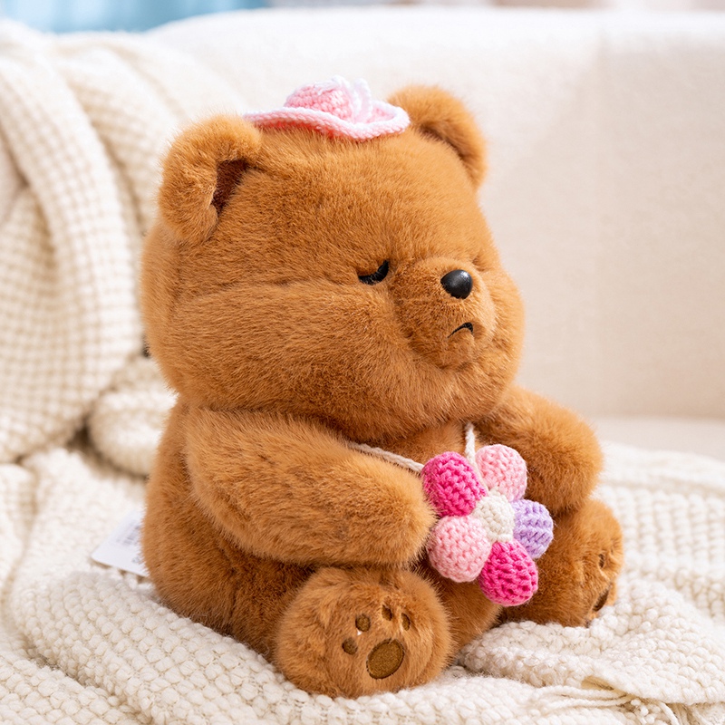 Romantic Bear with Bouquet Plush Toy Stuffed Doll for Girlfriend Kids Home Decor Gift 12