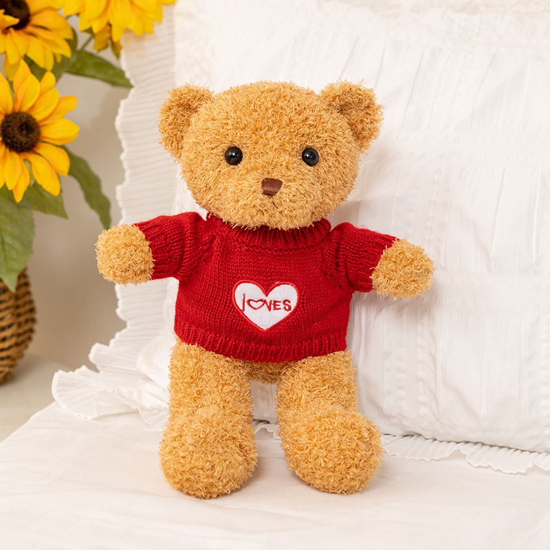 Cute Bear Plush Doll Wearing Sweater Soft Stuffed Animal Toy for Kids Adults Gift Decoration 16