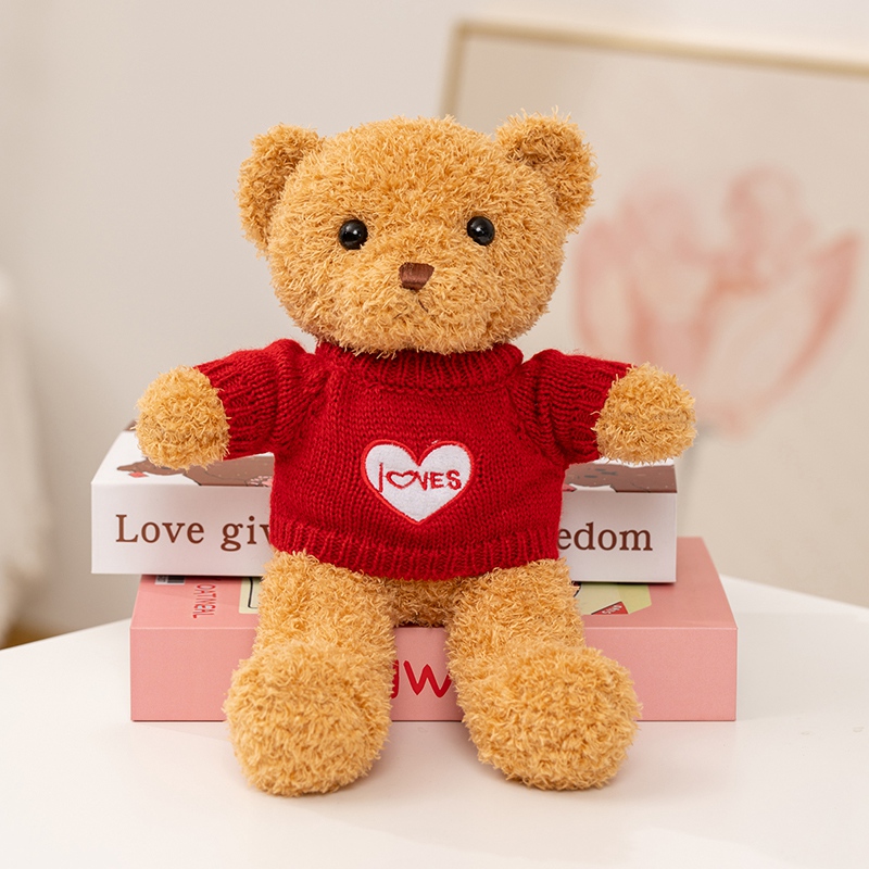 Cute Bear Plush Doll Wearing Sweater Soft Stuffed Animal Toy for Kids Adults Gift Decoration 13