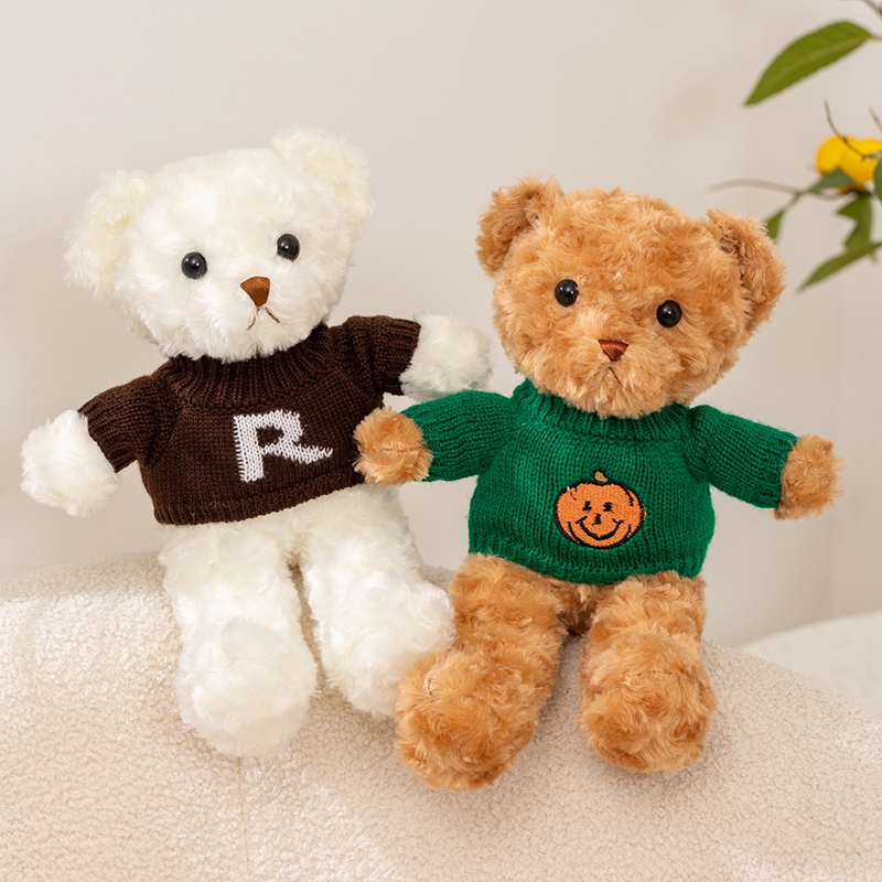 Cute Bear Plush Doll Wearing Sweater Soft Stuffed Animal Toy for Kids Adults Gift Decoration 14