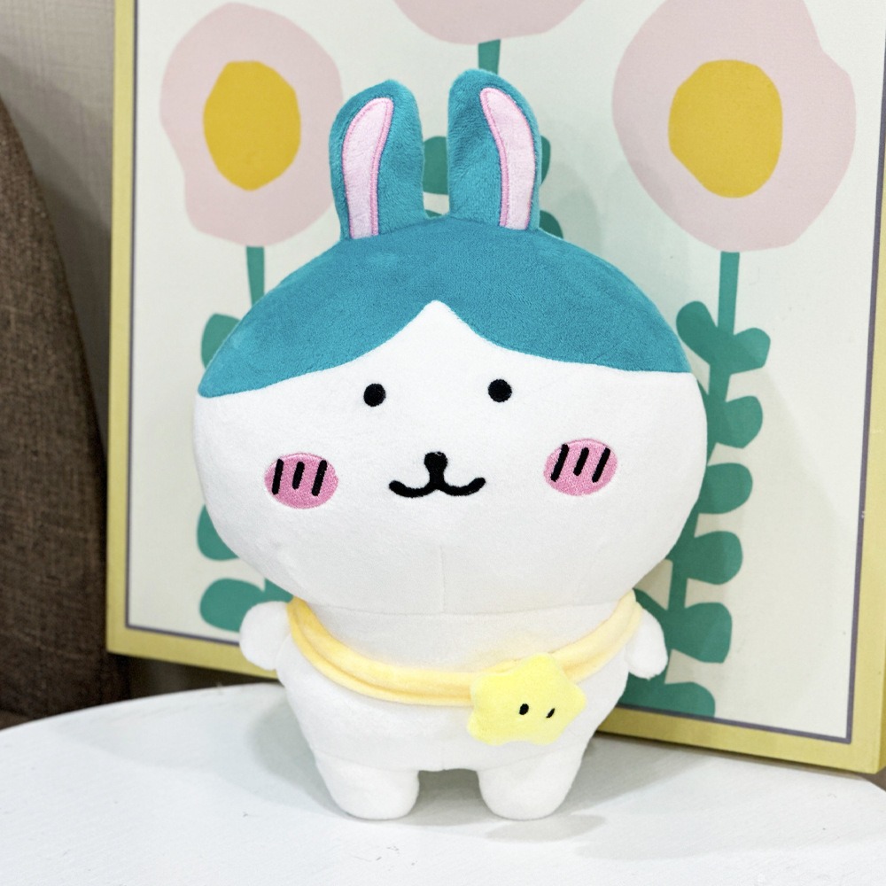 Adorable 24cm Teal & White Bunny Plush Toy - Soft Stuffed Animal with Yellow Bell Collar 12