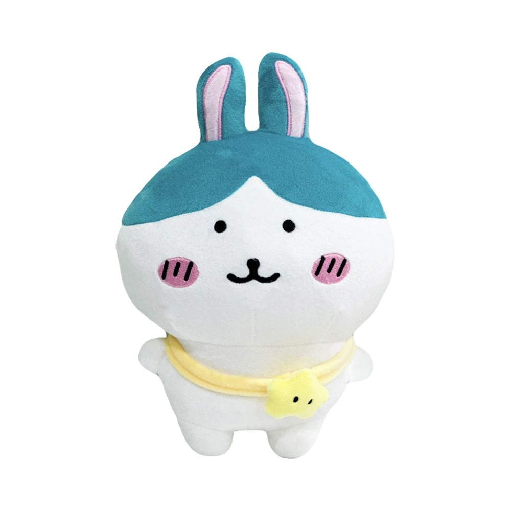 Adorable 24cm Teal & White Bunny Plush Toy - Soft Stuffed Animal with Yellow Bell Collar 18