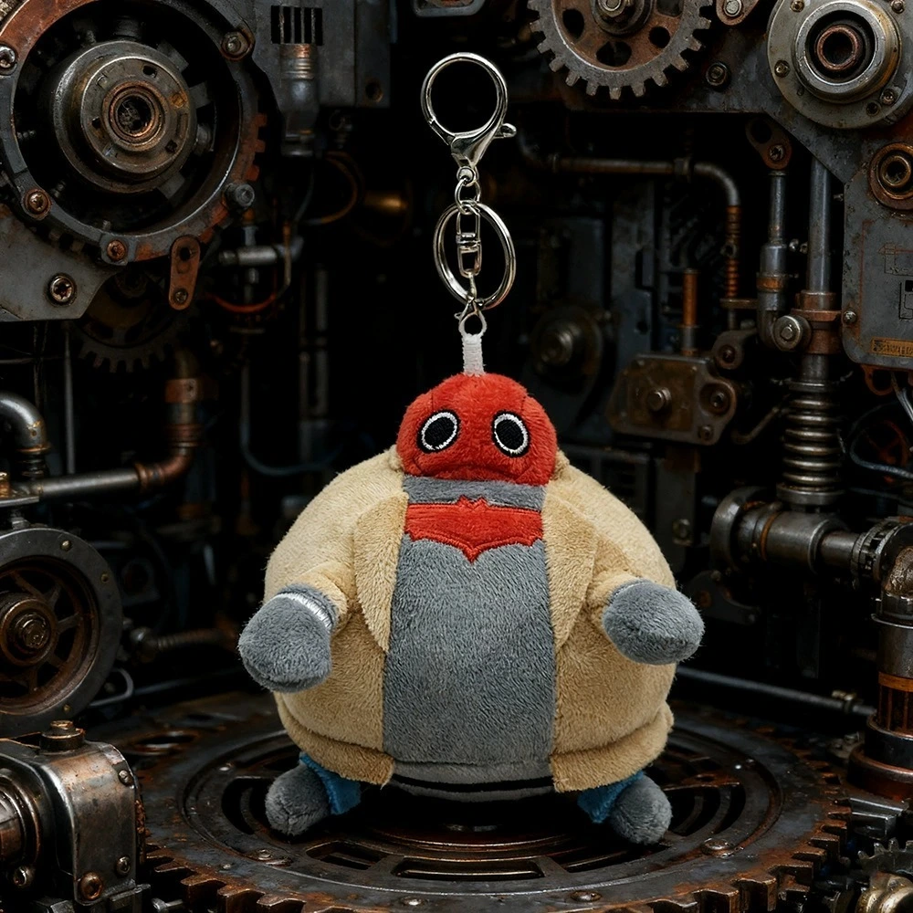 12cm fat jason todd  Cute Cartoon Character Plush Keychain  Soft Stuffed Bag Charm with Bat Logo 1