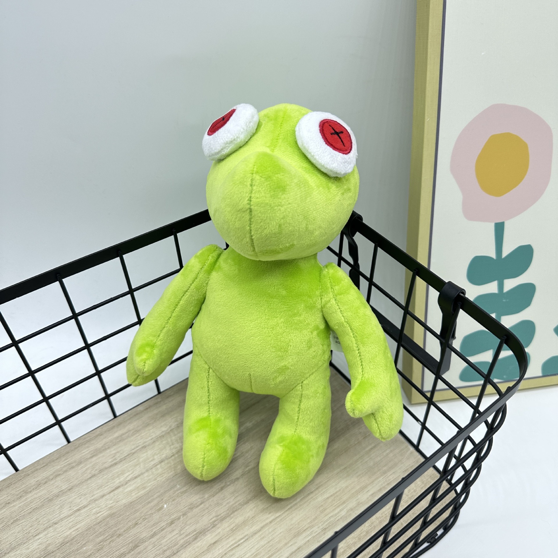 Peluche Petite Grenouille Verte Vibrante Runmo - Poupée en Peluche de 26 cm avec des yeux en croix rouge 22