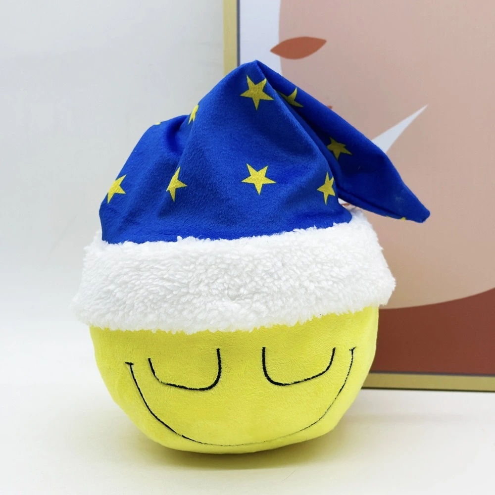 Мягкая игрушка «Дремлющий бульдозер» 15 см | Милая игрушка-смайлик с изображением флага ЕС, спящая во время сна 1