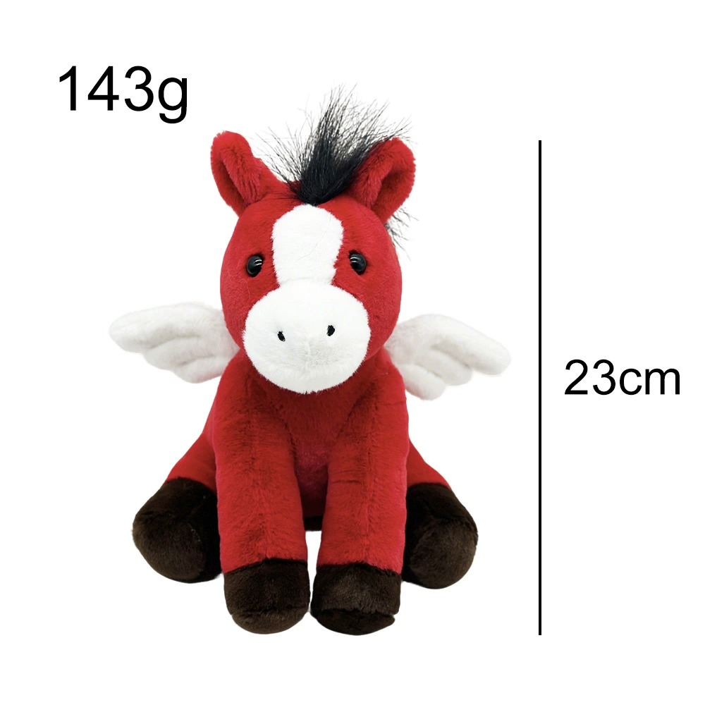 Pégase ailé rouge et blanc en peluche de 23 cm | Adorable compagnon cheval volant en peluche 17
