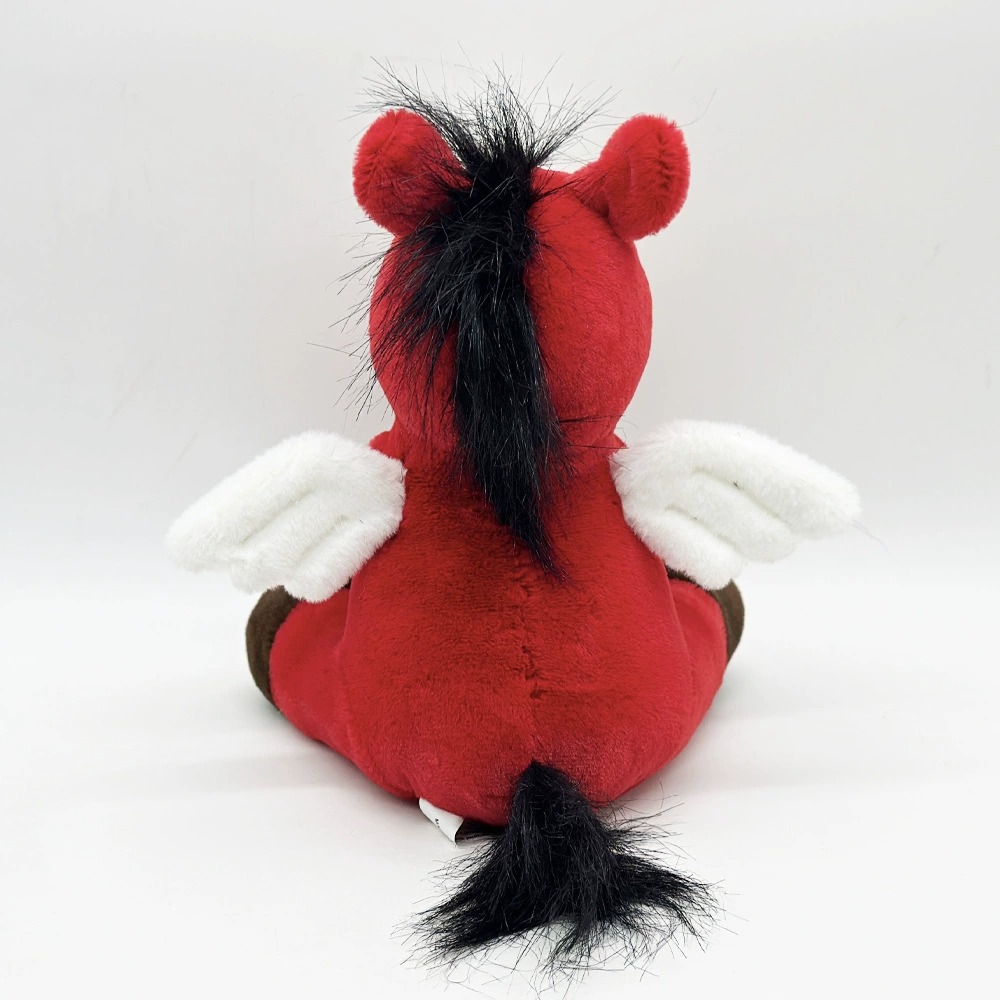 Pégase ailé rouge et blanc en peluche de 23 cm | Adorable compagnon cheval volant en peluche 18