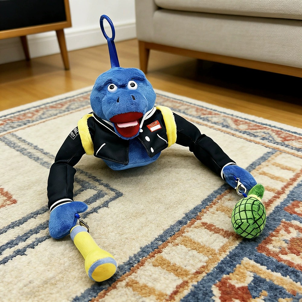 13cm Animal_OG_v1 Plush  Blue Plush Keychain - Stylish Character Stuffed Toy with Jacket & Detachable Accessories 11