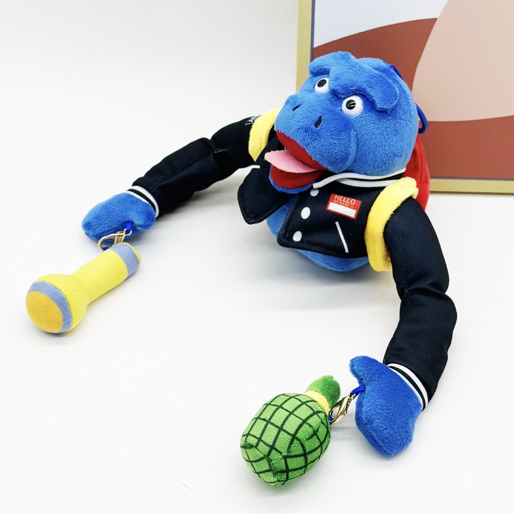 13cm Animal_OG_v1 Plush  Blue Plush Keychain - Stylish Character Stuffed Toy with Jacket & Detachable Accessories 18