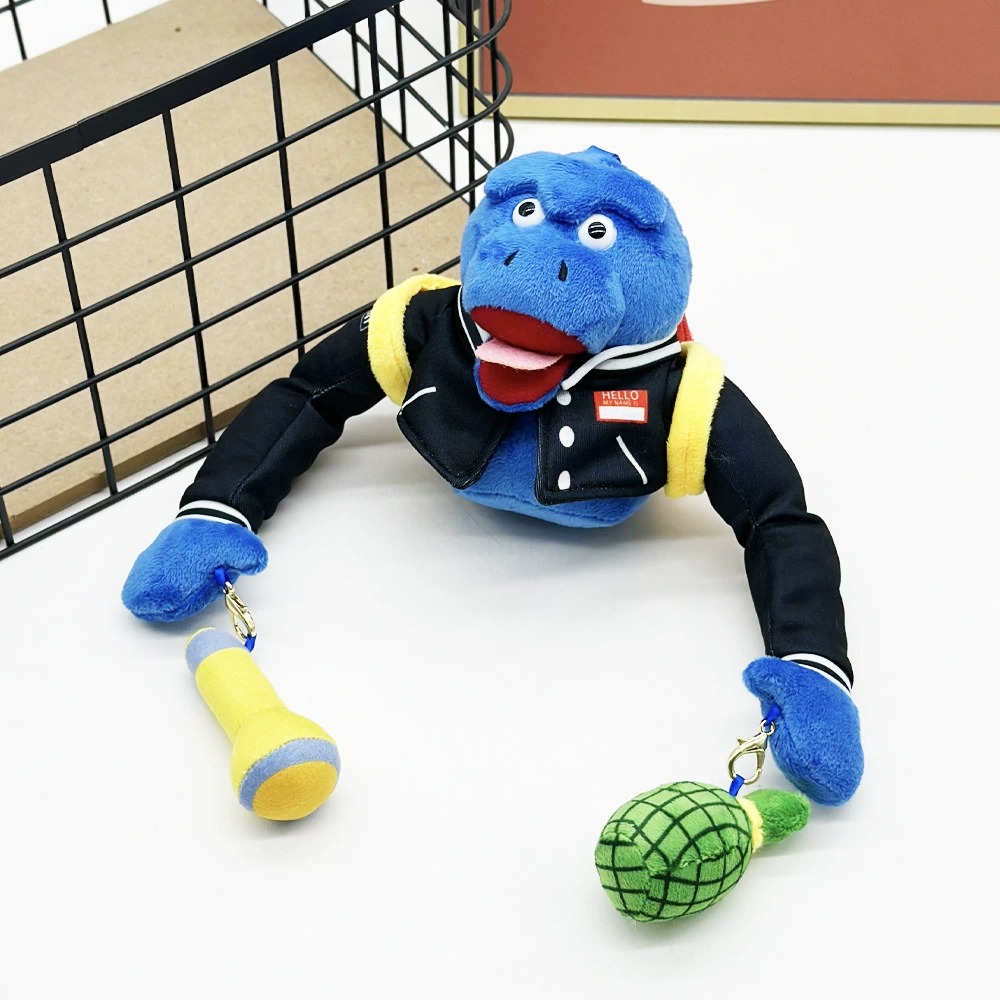 13cm Animal_OG_v1 Plush  Blue Plush Keychain - Stylish Character Stuffed Toy with Jacket & Detachable Accessories 12