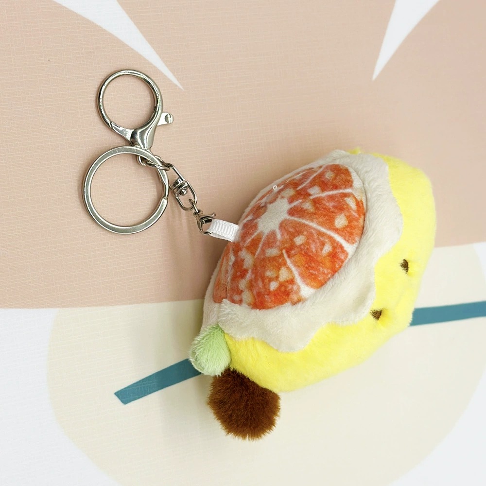12*14cm Cute Grapefruit Shaped Soft Plush Keychain - Adorable Bag Pendant Stuffed Toy 12