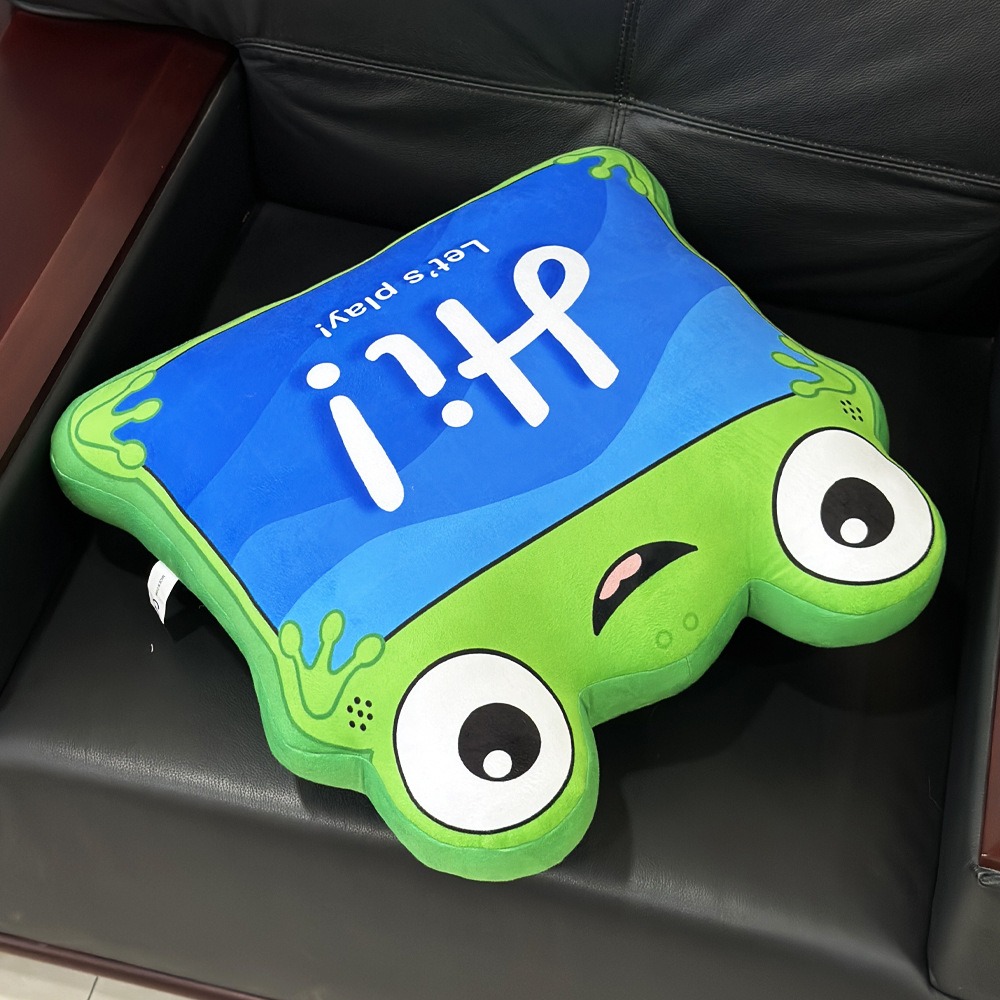 Cute Frog Shape Plush Pillow Cushion - 47x43cm Soft Stuffed Toy with Hi! Let's Play! Design (808g) 12