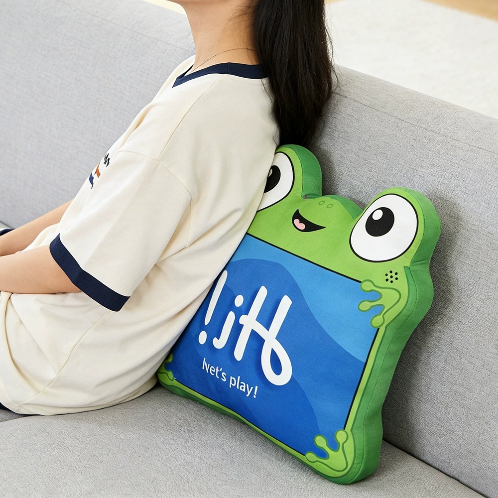 Cute Frog Shape Plush Pillow Cushion - 47x43cm Soft Stuffed Toy with Hi! Let's Play! Design (808g) 11