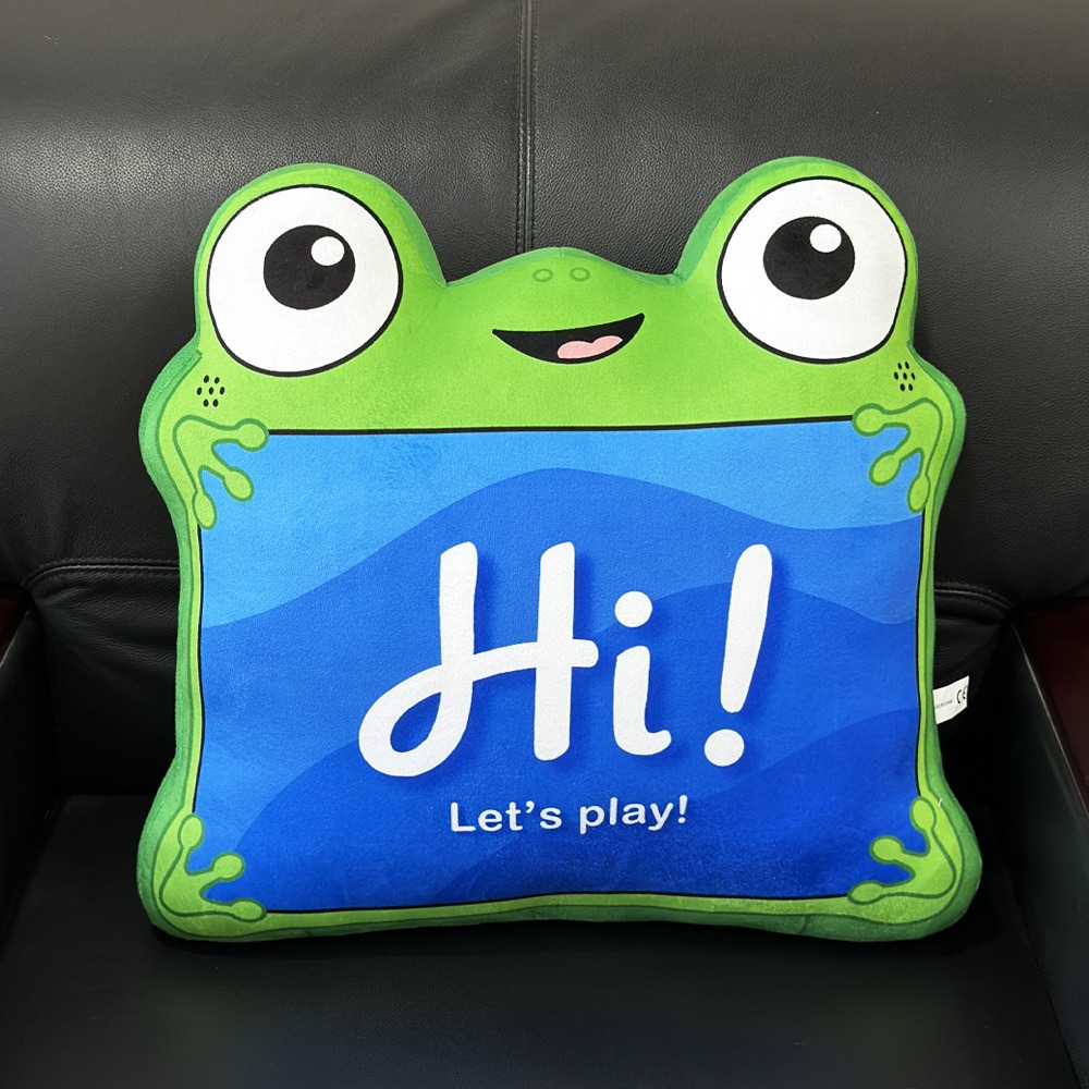 Cute Frog Shape Plush Pillow Cushion - 47x43cm Soft Stuffed Toy with Hi! Let's Play! Design (808g) 16
