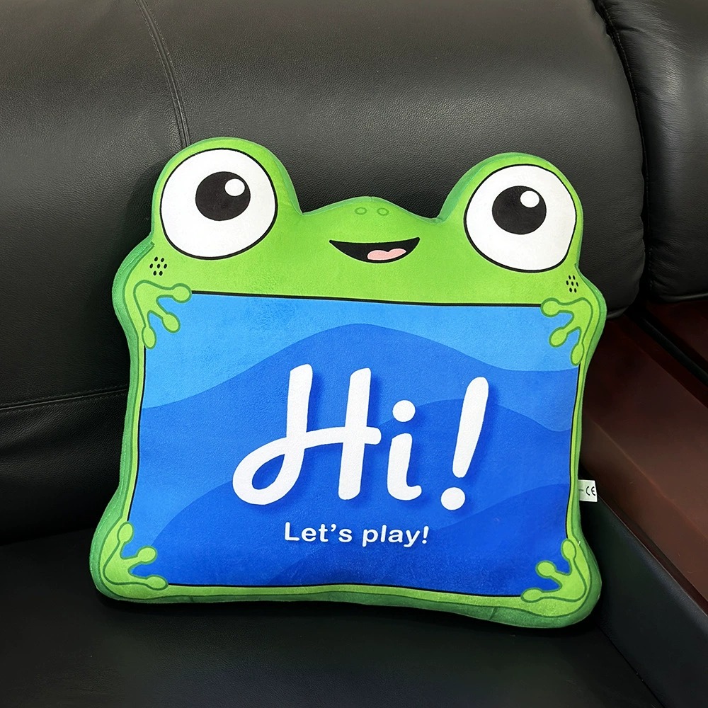 Cute Frog Shape Plush Pillow Cushion - 47x43cm Soft Stuffed Toy with Hi! Let's Play! Design (808g) 14