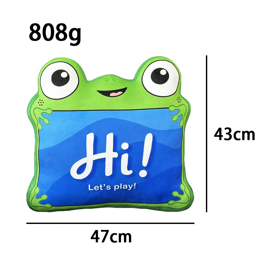 Cute Frog Shape Plush Pillow Cushion - 47x43cm Soft Stuffed Toy with Hi! Let's Play! Design (808g) 17