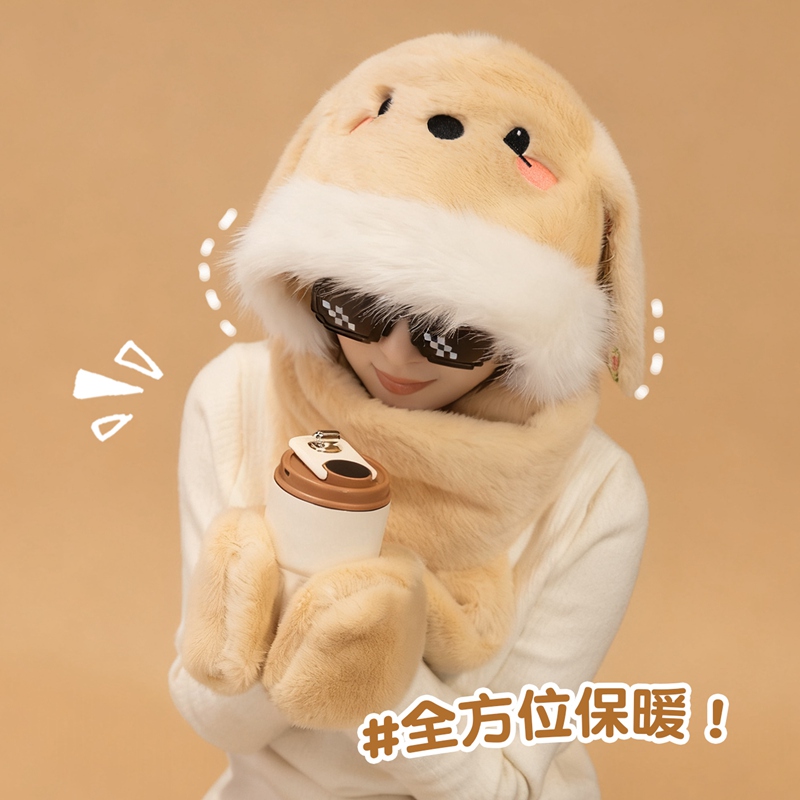 Soft Plush Fox Hat for Winter with Handmade Floral-Decorated Ears - Cute Warm Headwear for Kids and Adults Suitable 15