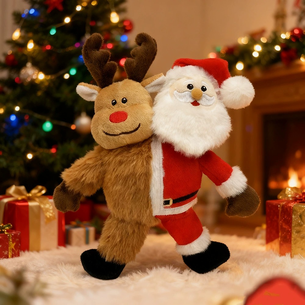 23cm Half Santa & Half Reindeer Christmas Plush Toy - 65g Festive Stuffed Animal Decoration 11