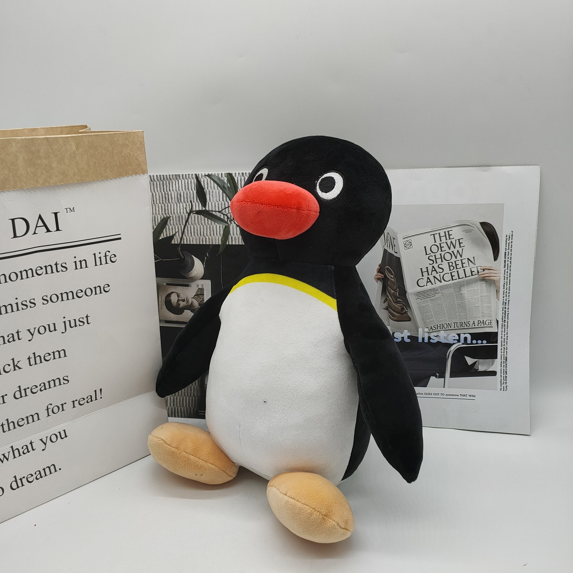 31cm Adorable Black & White Pingu  Penguin Plush Toy - Soft Stuffed Animal with Red Beak & Yellow Accent 14