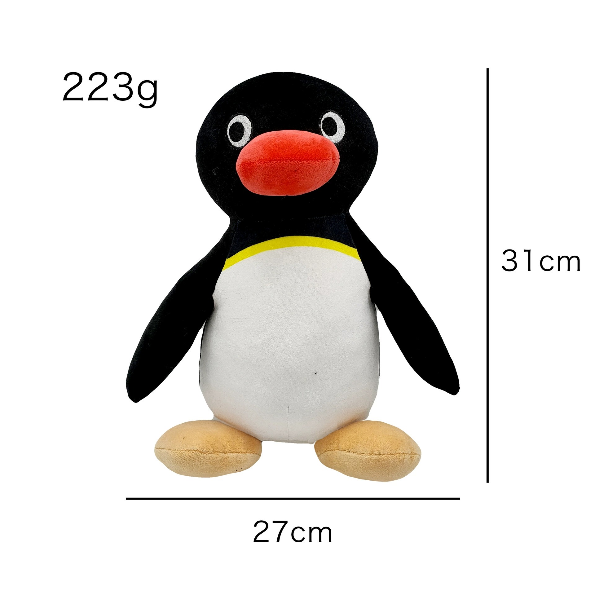 31cm Adorable Black & White Pingu  Penguin Plush Toy - Soft Stuffed Animal with Red Beak & Yellow Accent 21