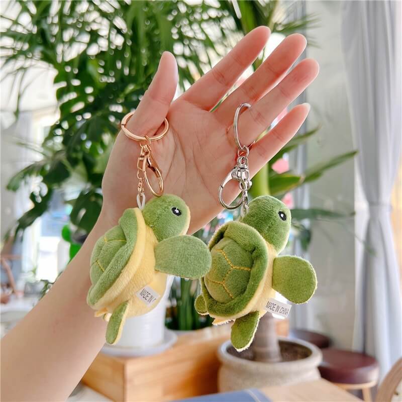 Lovely 9cm Green Kawaii Animal Doll Fashion Turtle Plush Stuffed Keychain Doll Tortoise Pendant Gifts For Kids Backpack 13