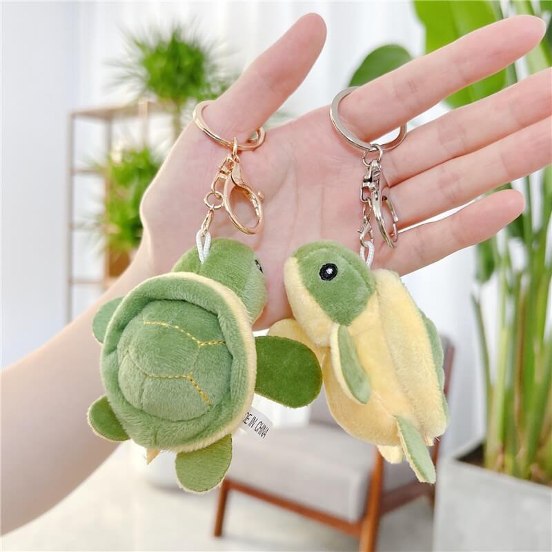 Lovely 9cm Green Kawaii Animal Doll Fashion Turtle Plush Stuffed Keychain Doll Tortoise Pendant Gifts For Kids Backpack 11