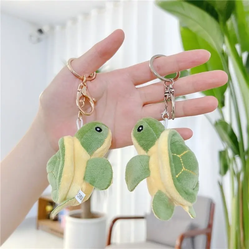 Lovely 9cm Green Kawaii Animal Doll  Fashion Turtle Plush Stuffed Keychain Doll Tortoise Pendant Gifts For Kids Backpack 1