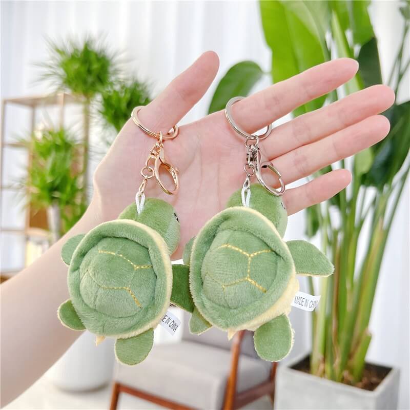 Lovely 9cm Green Kawaii Animal Doll Fashion Turtle Plush Stuffed Keychain Doll Tortoise Pendant Gifts For Kids Backpack 12