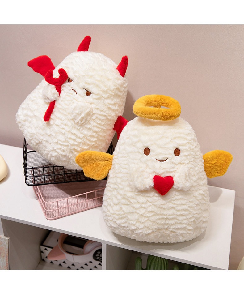 Cute Fluffy Angel & Devil Plush Toy Pair - Contrast Sweet Stuffed Dolls for Cuddling & Home Decor 11