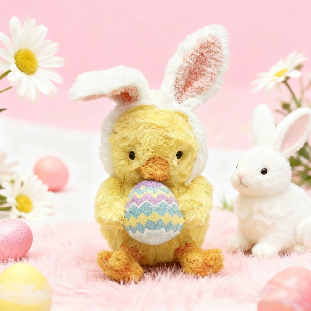 27cm Easter Plush Chick with Bunny Ears  Colorful Egg – Cute Stuffed Animals for Easter Decor & Gifts 14