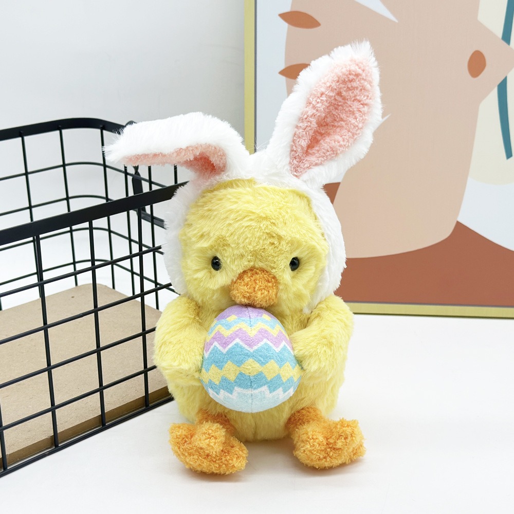 27cm Easter Plush Chick with Bunny Ears  Colorful Egg – Cute Stuffed Animals for Easter Decor & Gifts 12