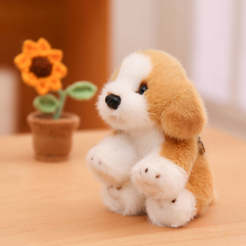 Миниатюрная плюшевая кукла-щенок размером с большой палец — мягкая игрушка-собачка для подарков. 12