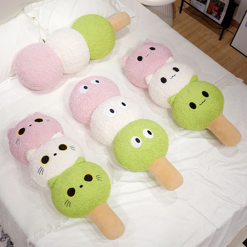 Cute Cat Head &amp; Tanghulu Plush Pillow - Soft Stuffed Animal-Food Themed Cushion for Sofa/Bed 1