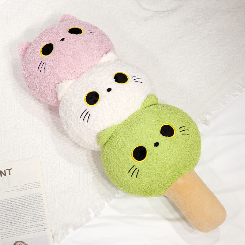 Cute Cat Head & Tanghulu Plush Pillow - Soft Stuffed Animal-Food Themed Cushion for Sofa/Bed 12