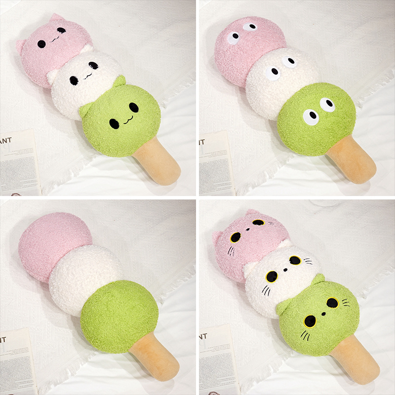 Cute Cat Head & Tanghulu Plush Pillow - Soft Stuffed Animal-Food Themed Cushion for Sofa/Bed 13