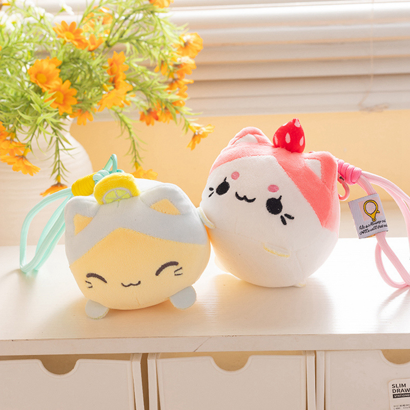 Cute Cat Head Plush Keychain - Soft Stuffed Cat Head Pendant for Bags/Keys, Adorable Animal Plush Charm 14