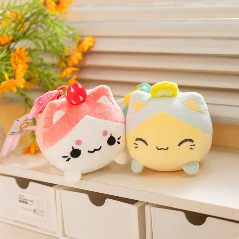 Cute Cat Head Plush Keychain - Soft Stuffed Cat Head Pendant for Bags/Keys, Adorable Animal Plush Charm 11