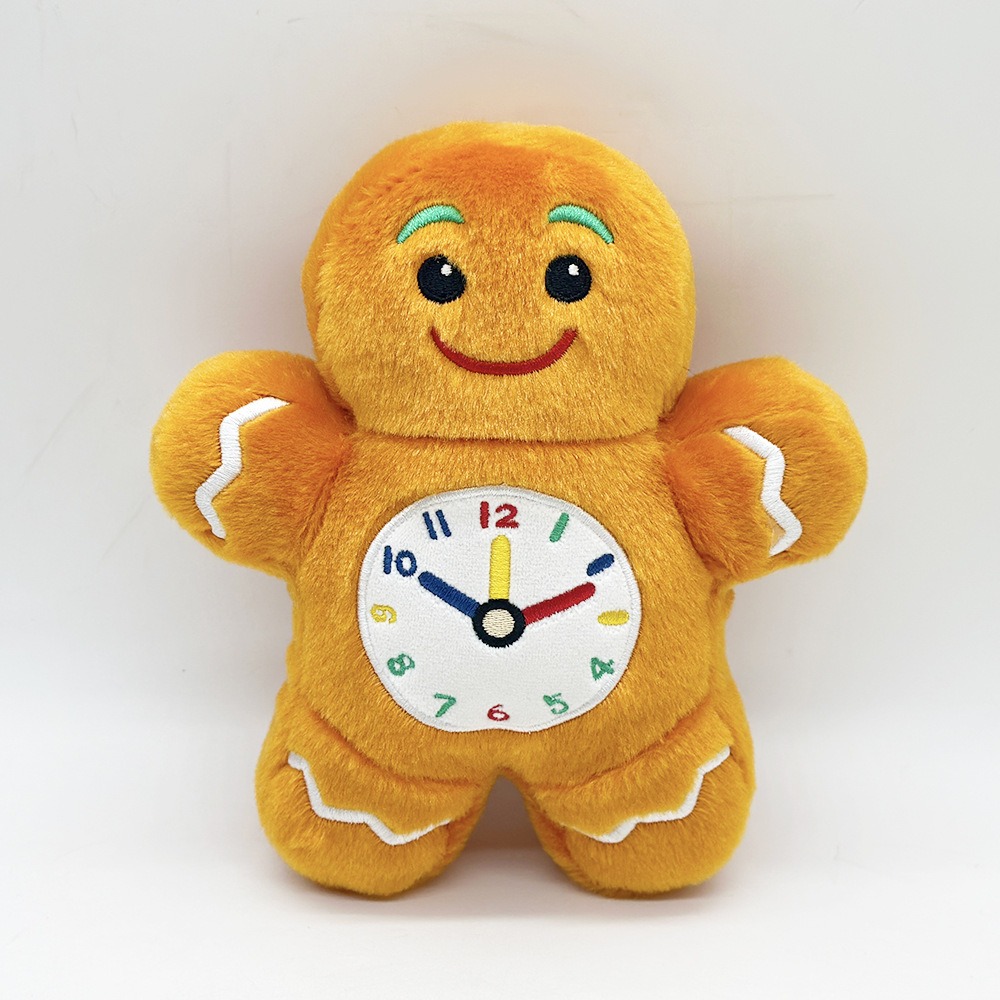 19cm Gingerbread Man Plush Toy with Colorful Clock – Educational Time-Telling Stuffed Animal for Kids 16
