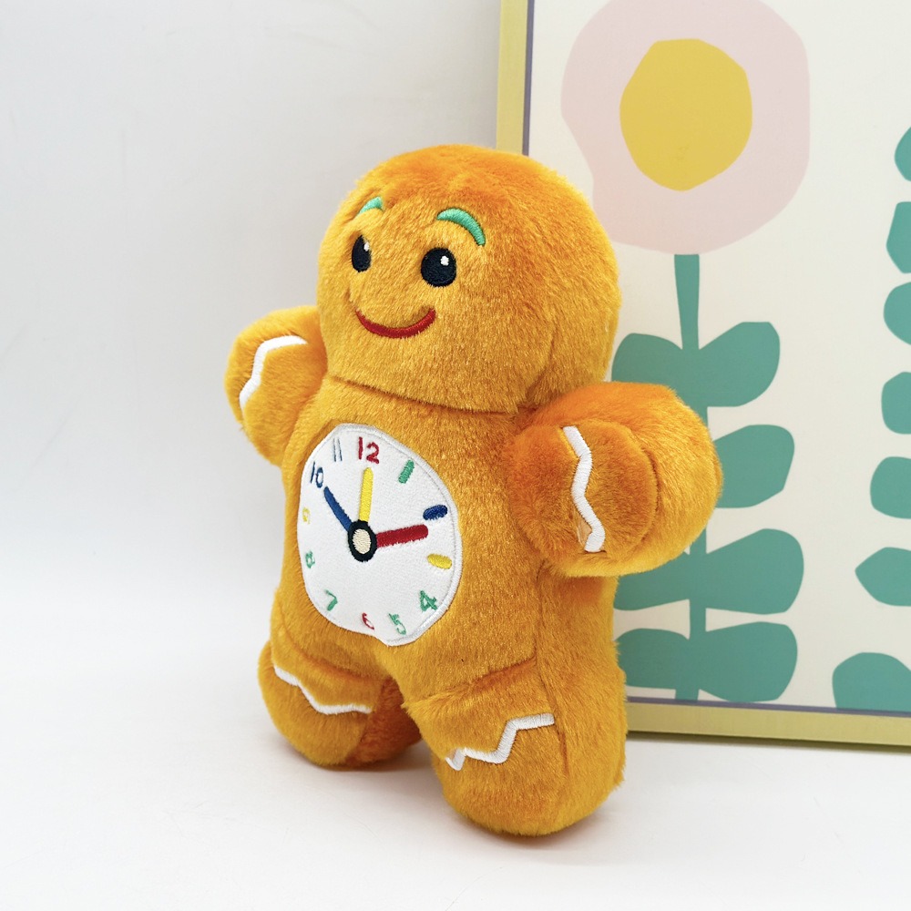 19cm Gingerbread Man Plush Toy with Colorful Clock – Educational Time-Telling Stuffed Animal for Kids 13