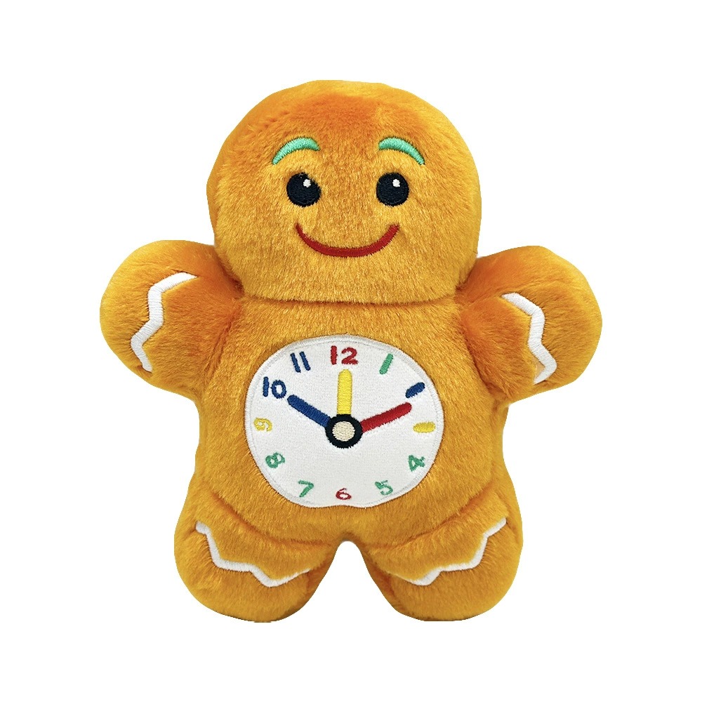 19cm Gingerbread Man Plush Toy with Colorful Clock – Educational Time-Telling Stuffed Animal for Kids 15