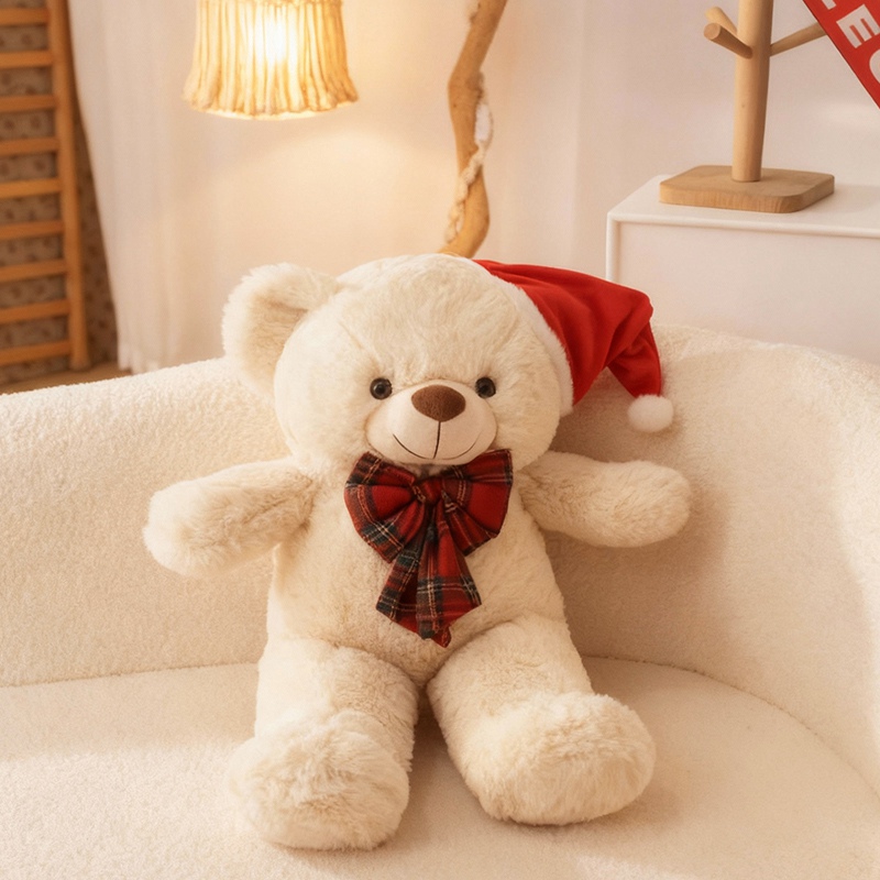 Teddy Bear Plush Doll with Christmas Hat - Soft Stuffed Bear Toy for Holiday Decoration & Gifts 13
