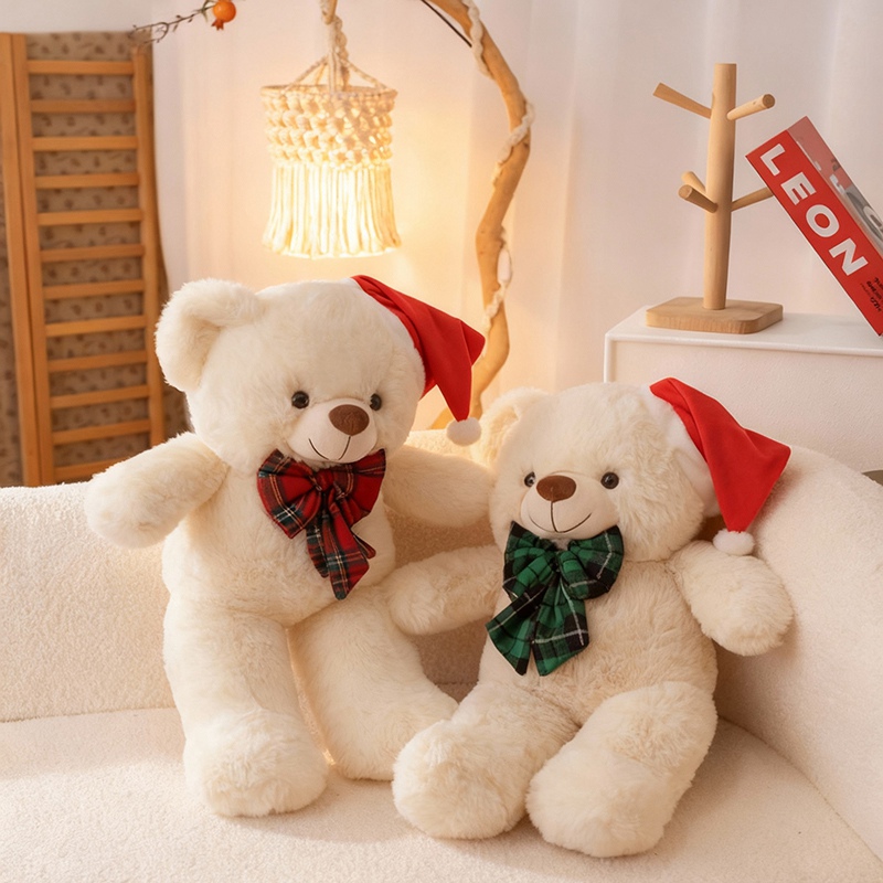 Teddy Bear Plush Doll with Christmas Hat - Soft Stuffed Bear Toy for Holiday Decoration & Gifts 11