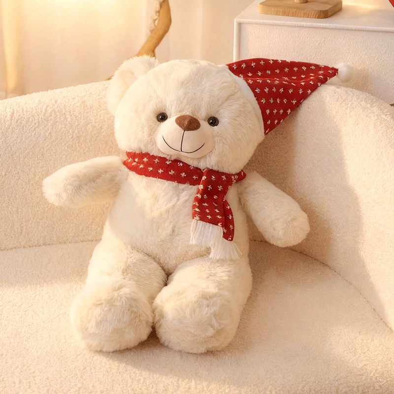 Teddy Bear Plush Doll with Christmas Hat - Soft Stuffed Bear Toy for Holiday Decoration & Gifts 15
