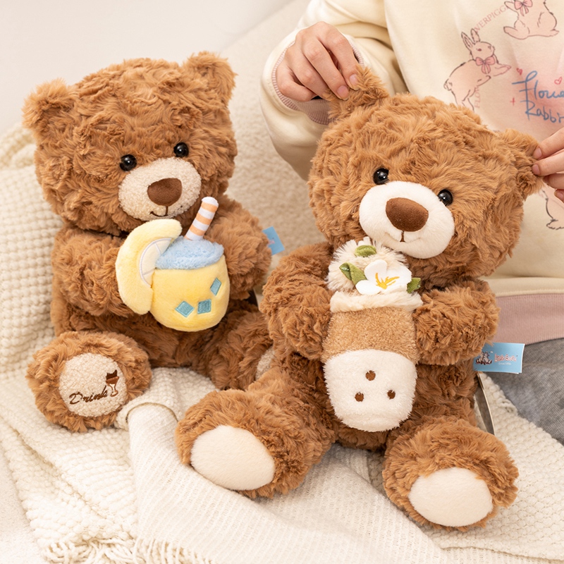 Lindo oso de peluche con temática de té con leche: peluche suave para niños y adultos, regalo perfecto para decorar el hogar y el sofá. 11