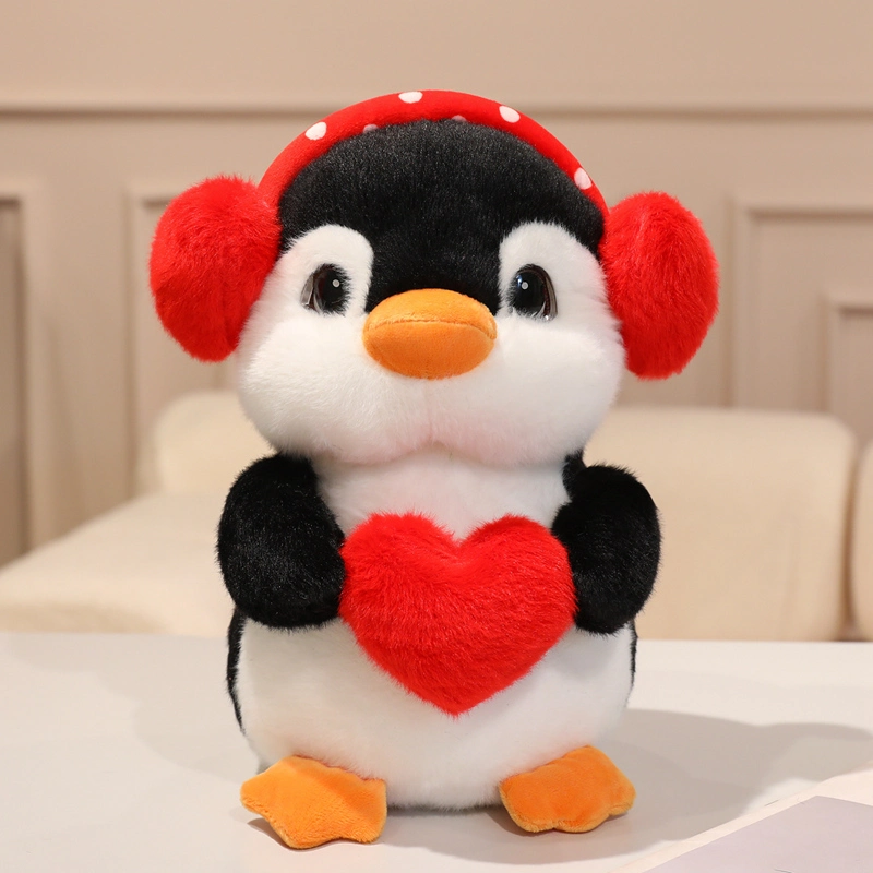 Penguin with Headphones Plush Doll - Cute Stuffed Penguin Toy with Earphone Design 1