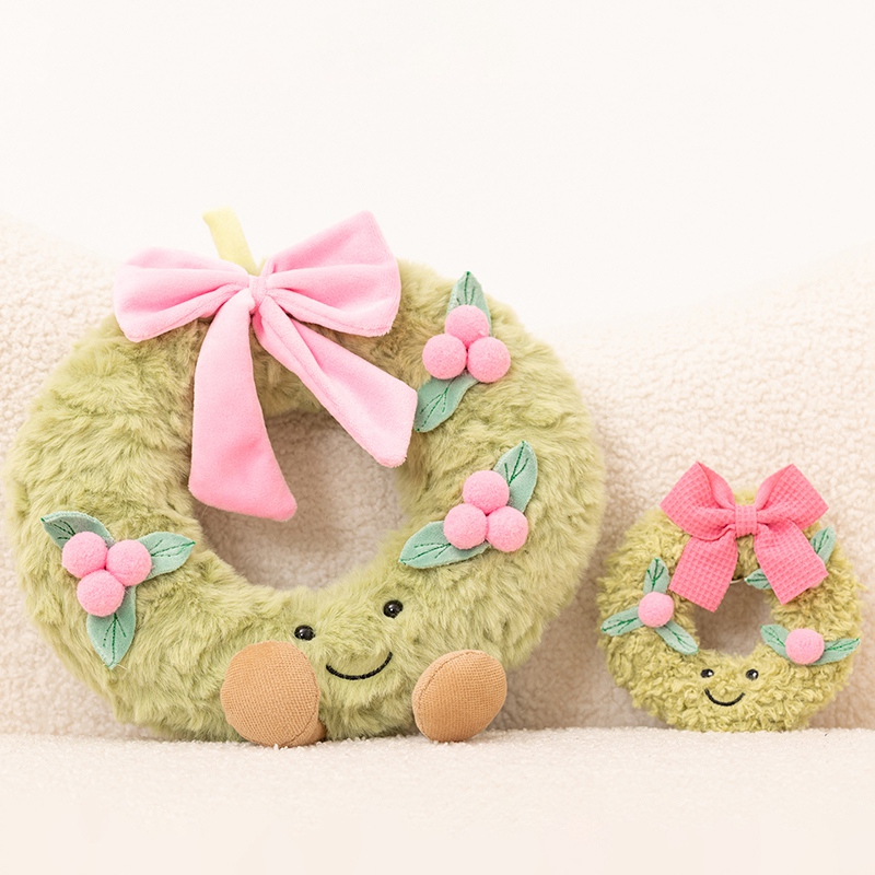Christmas Wreath Plush Toy - Festive Stuffed Wreath Doll for Holiday Decor & Gifts 11