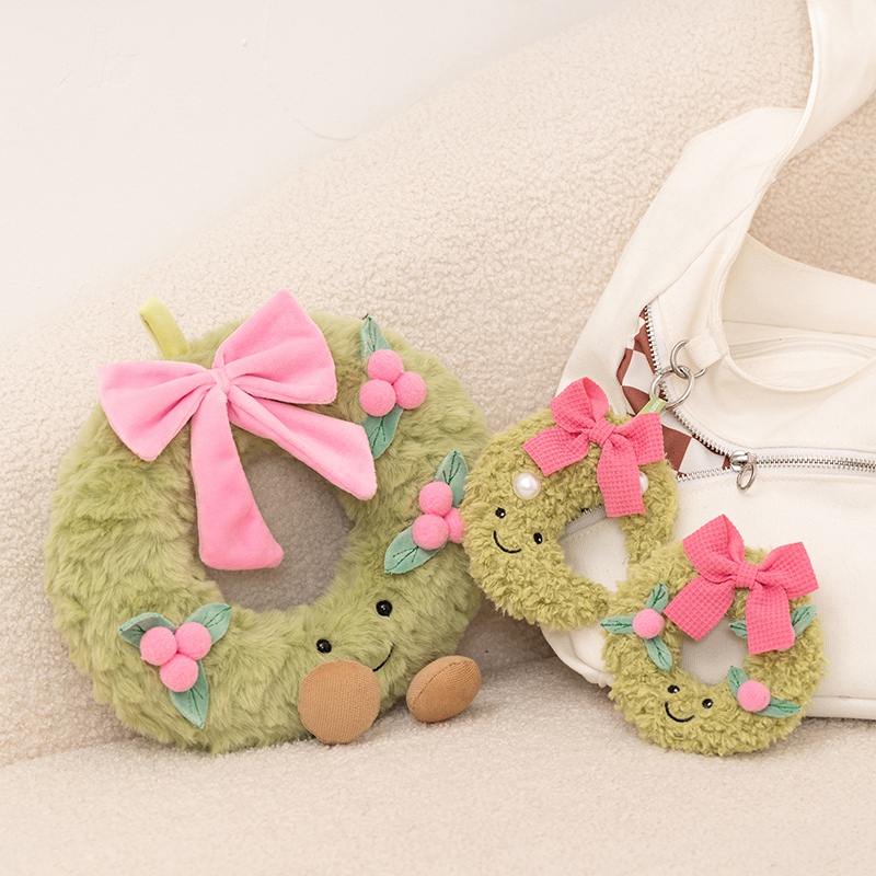 Christmas Wreath Plush Toy - Festive Stuffed Wreath Doll for Holiday Decor & Gifts 16